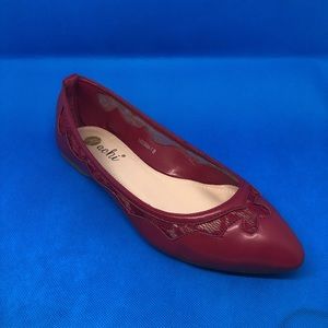 Red Lace Pointed Toe Flats